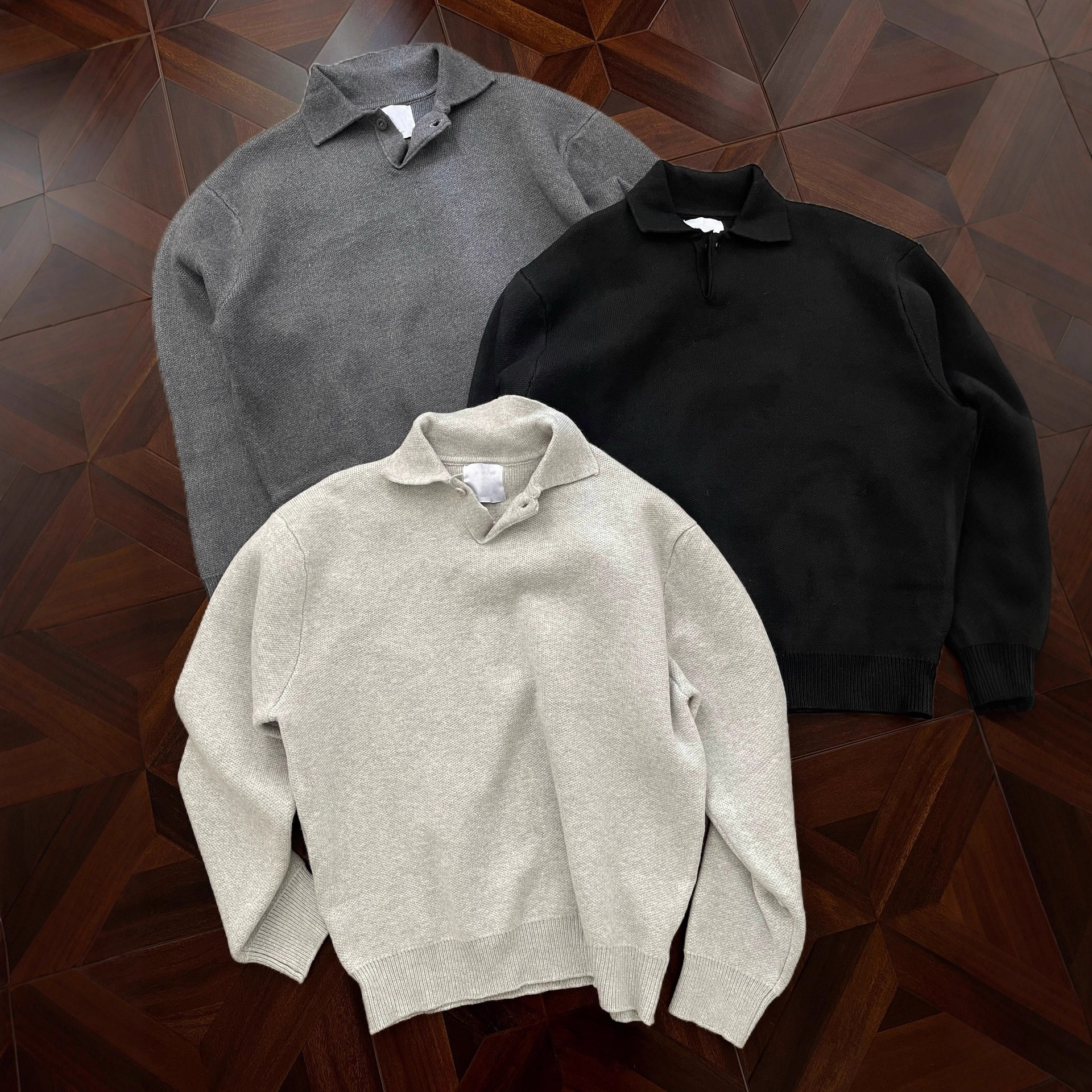 老钱风亨利领针织polo衫男秋冬高级感慵懒风保暖打底上衣休闲毛衣