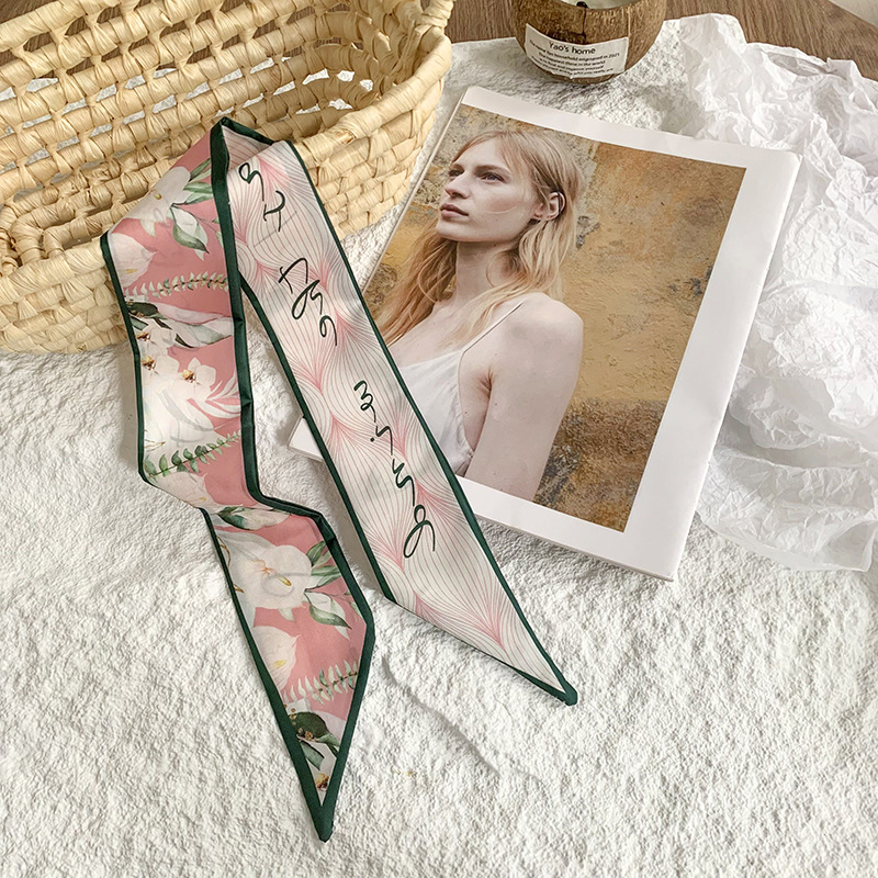 Nuevo estilo floral atado con serpentina primavera estilo fino camisa coreana bufanda de cinta decorativa temperamento de todo fósforo