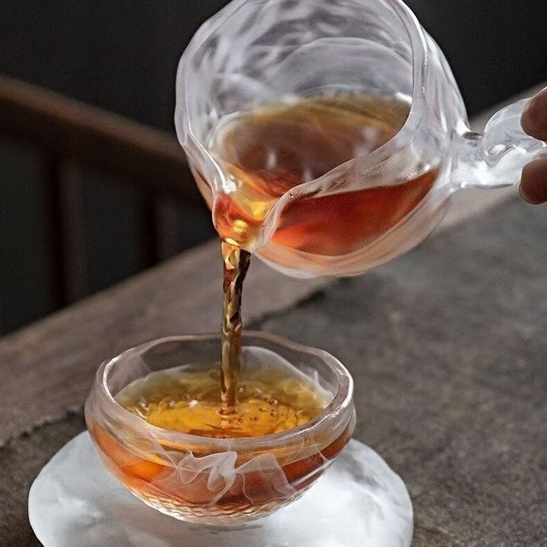 东海原石原矿天然水晶公道杯带把手公道杯防烫分茶杯分茶器150ml|undefined