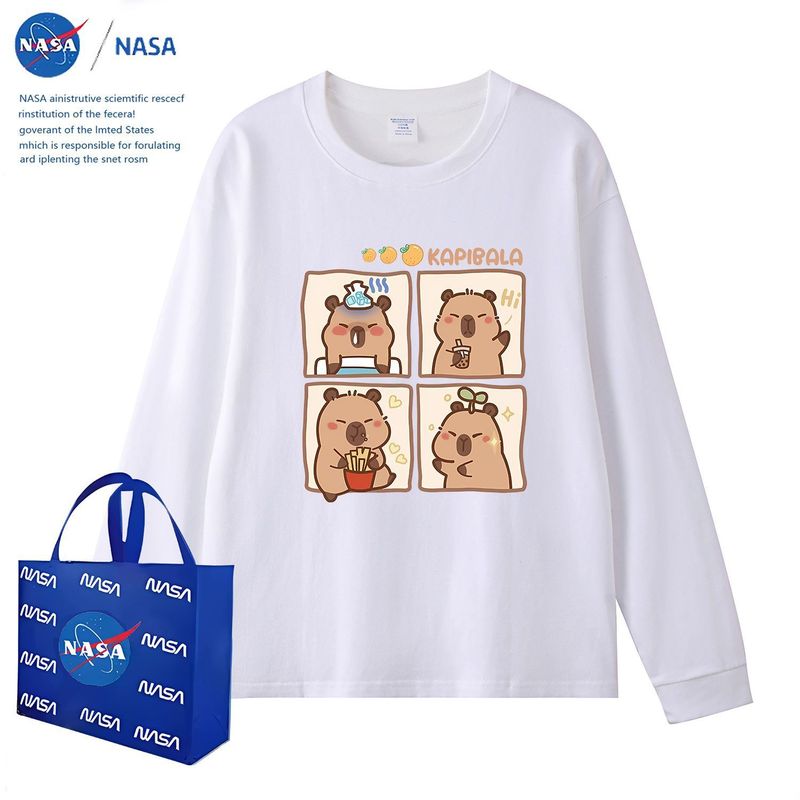 NASA联名拉布布女童公主风中大童纯棉拼接长袖T恤卡通儿童上衣|undefined