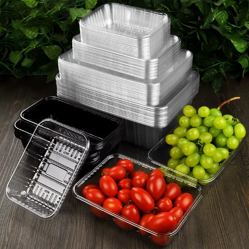 Прямоугольная пластиковая коробка для фруктов, одноразовая, без крышки, для свежих клубники, черных фруктов и овощей, с джекфрутами.