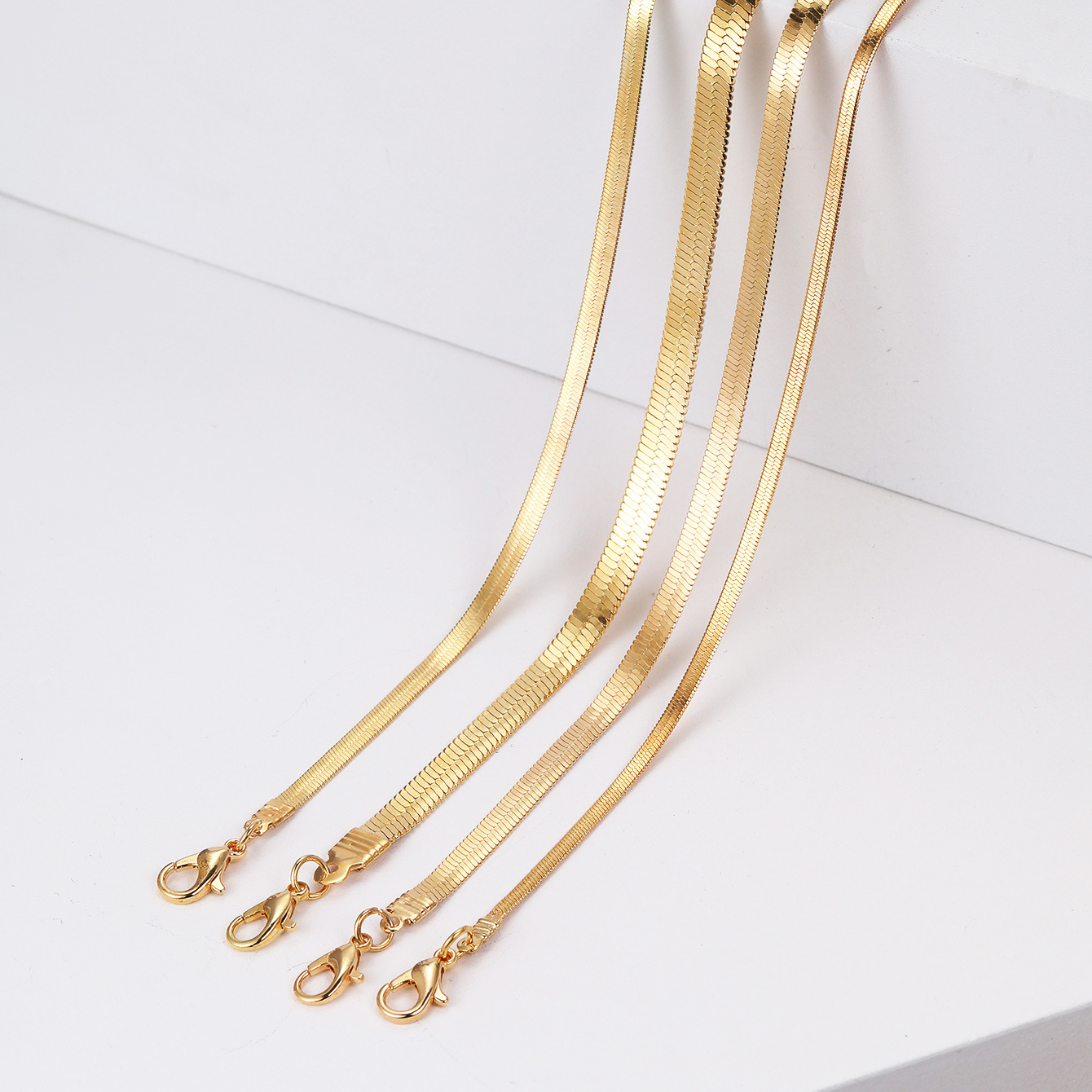  Hot ins Flat Snake Bone Chain 2mm Short chocker Stacked 3mm necklace_voghion.com