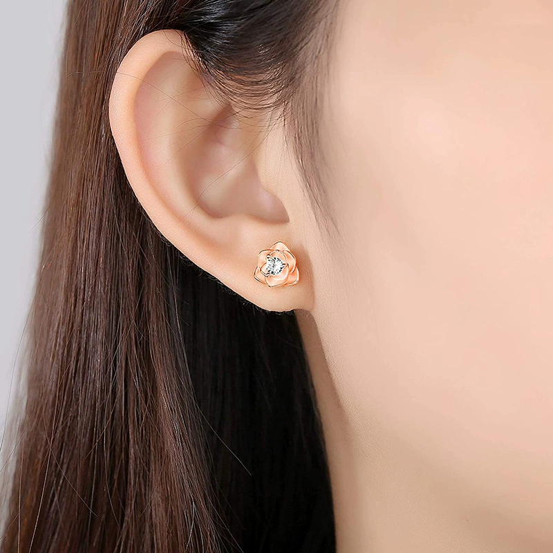 Earrings, zirconium, silver 925 sample, Amazon, Aliexpress, flowered