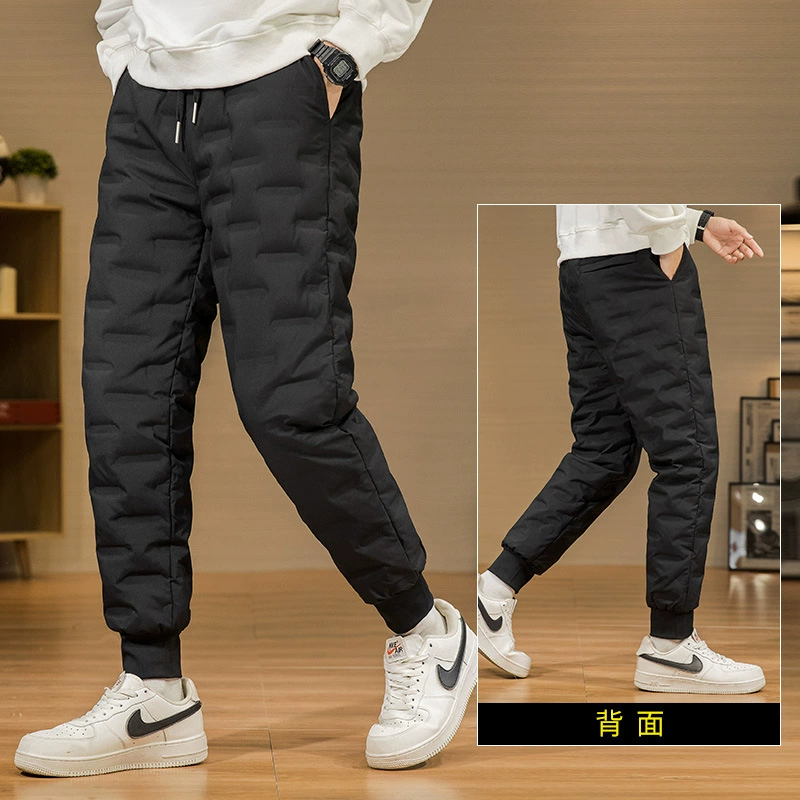 Зимние мужские пуховые брюки тонкая холодостойкая белая утка пуховые спортивные повседневные брюки носить толстые теплые зимние брюки папы