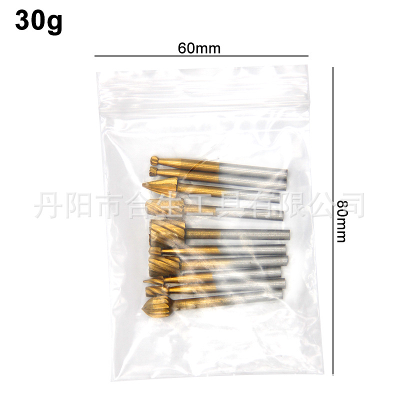 Transfronterizo de 10 piezas de acero de alta velocidad archivo rotativo carpintería hecha a mano DIY raíz talla eléctrica molienda cabeza talla fresa cortador