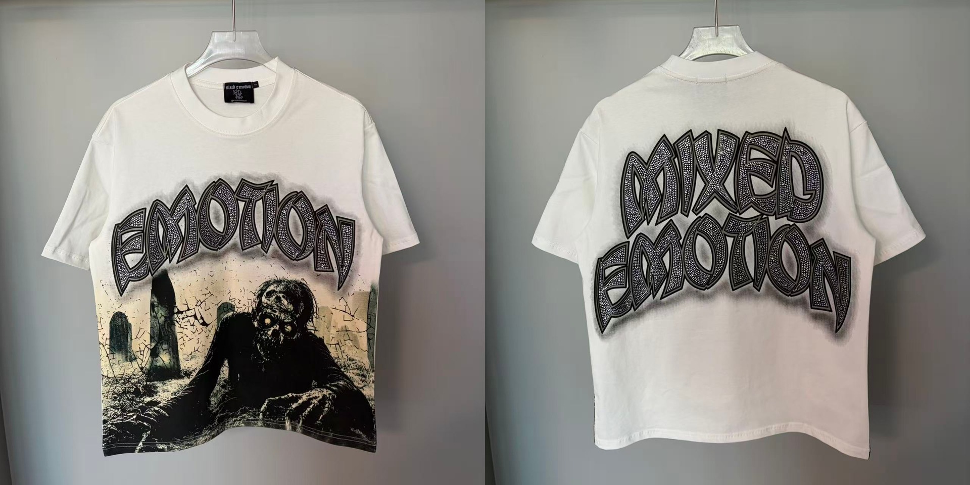 Transfronterizos MIXED EMOTION Ángel Impresión extraterrestre camiseta de hombre y mujer callejera de diamante de cuello redondo de manga corta