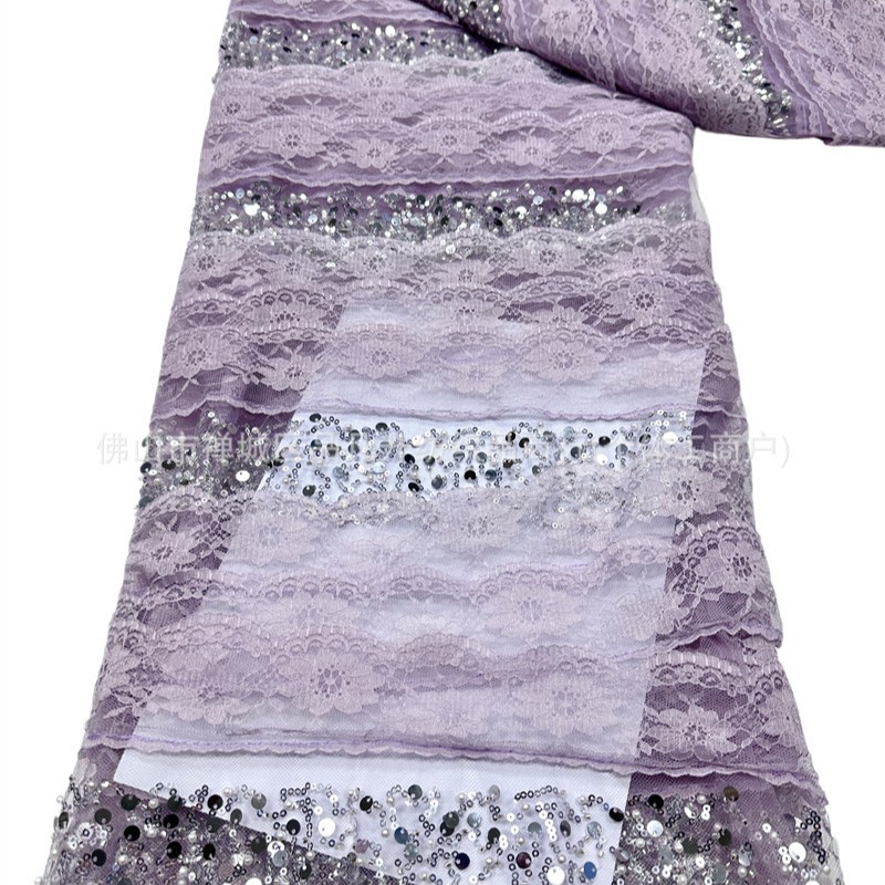 24 filas de encaje hecho a mano 8 filas de cuentas de tela bordada de cristal de alta calidad sequilla tela de moda vestido