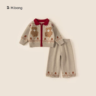 宥宝童装女童套装冬季新品加厚针织开衫毛线裤子儿童两件套衣服潮