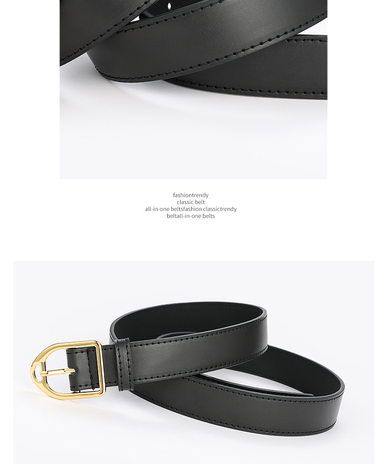 Fashion Geometric Gold Buckle Wide Belt Wholesale display picture 6