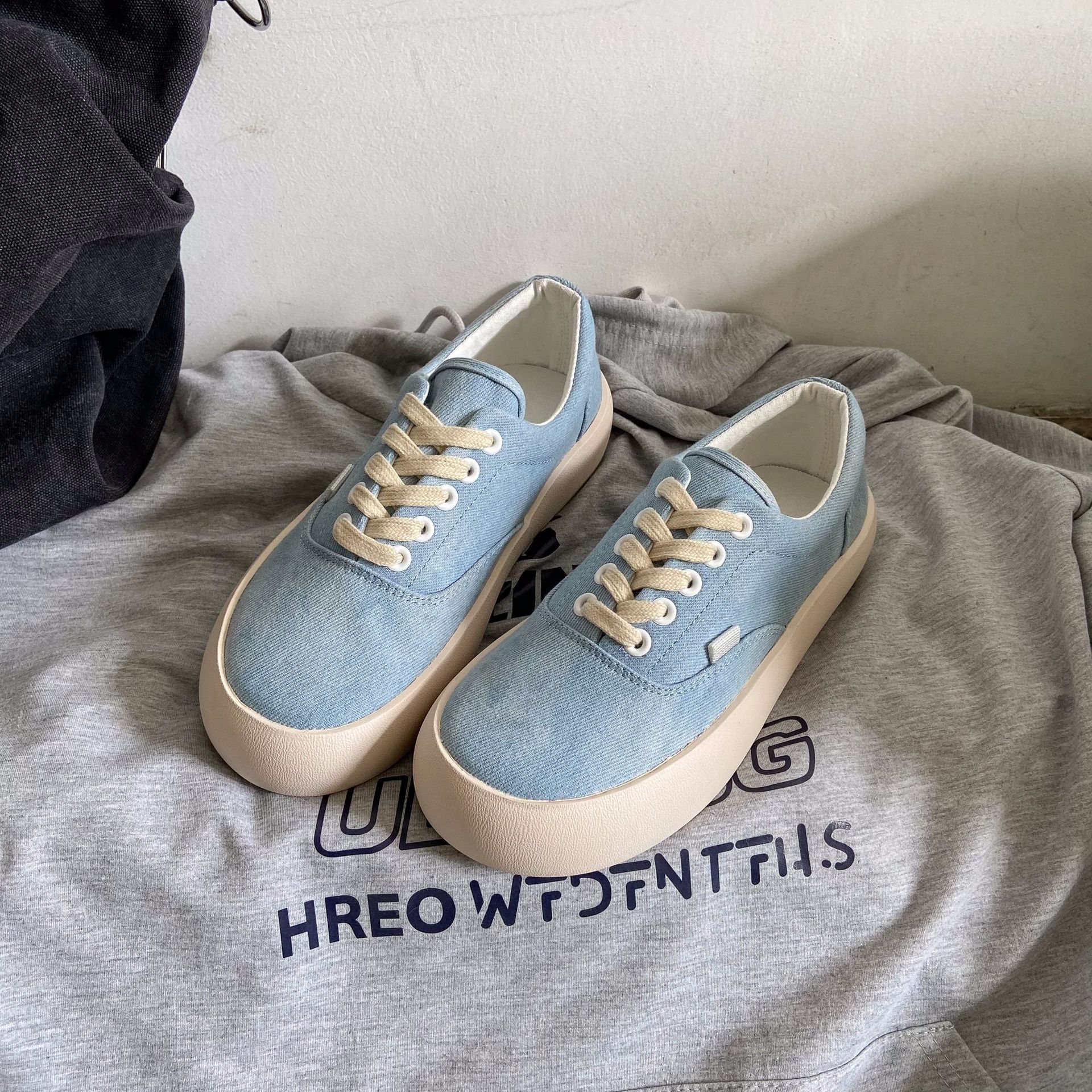 帆布鞋女2021年新款韩版板鞋小众原创设计感丑萌大头鞋厚底松糕鞋|ms