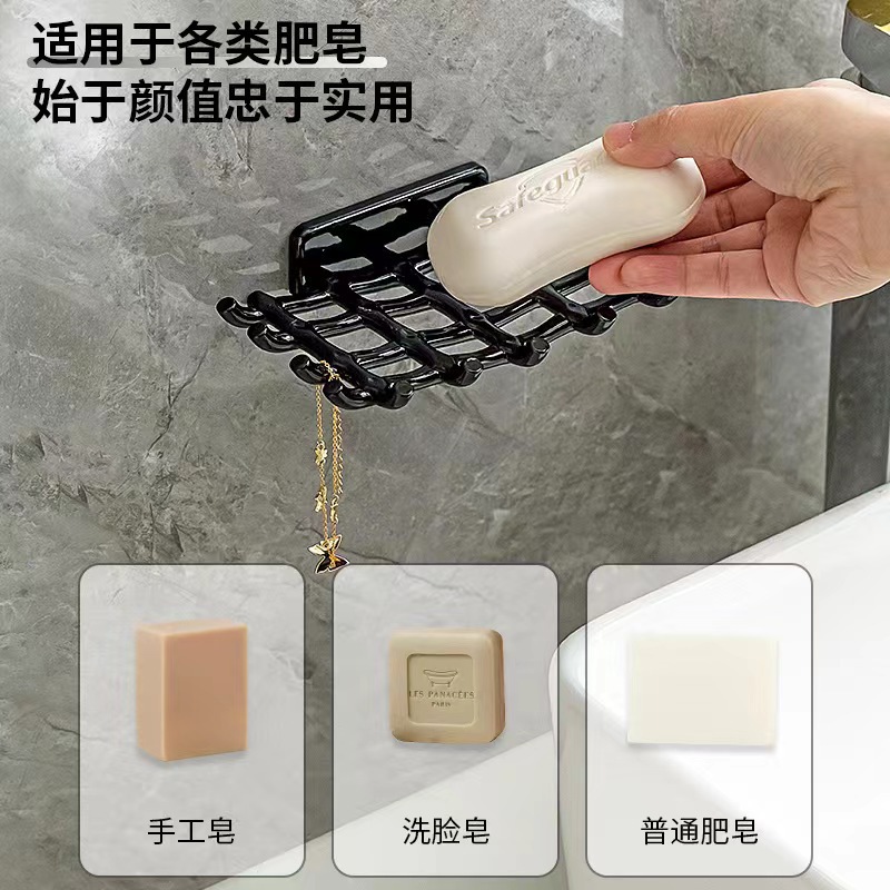 Caja de jabón de malla tipo caja de jabón montada en la pared inodoro sin perforación caja de almacenamiento de baño drenaje estante caja de jabón