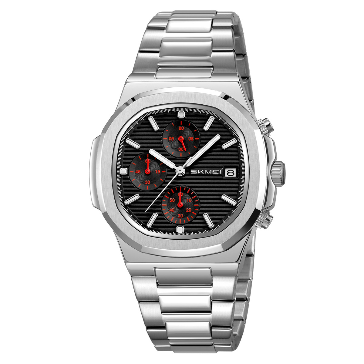 Momento de tres ojos seis agujas reloj de cuarzo para hombres nocturna multifuncional deportivo impermeable reloj de negocios fuente mayorista