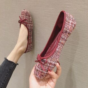 Square-Toe Flat Shoes for Women 2025 Spring New Chanel-Style Lady Shoes Shallow Large Size Versatile Loafers
