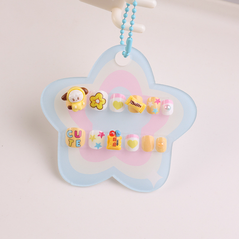 Cartoon para niños, uñas portátiles, accesorios lindos tridimensionales desmontables, uñas postizas, uñas, dulces, uñas hechas a mano, parches