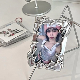 Non-Attributed Electroplated Special-Shaped Card Holder, Small Card Holder, Polaroid Cool Girl Photo, Student Photo Album