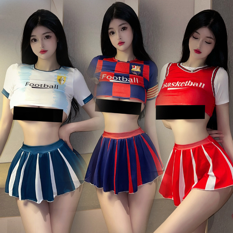 Sexy Lingerie for Schoolgirls, Sexy and Dynamic Football Babe, Two-Piece Set, Cosplay Cheerleader Uniform, Wholesale from Manufacturer