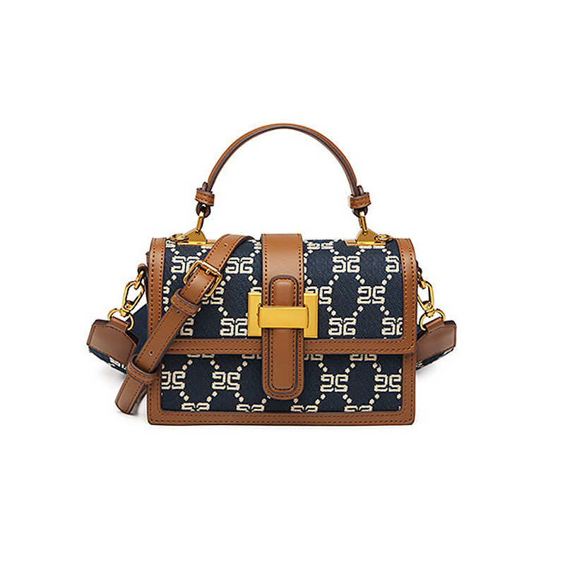 Bolso de mano retro con estilo occidental, Caja del Tesoro de la Luz de la Luna, textura de rombos y leopardo, algodón y lino, bolso de hombro para mujer, bandolera casual de moda
