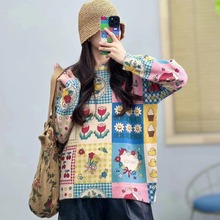 ˮ������֯ë��Ů2024�＾�¿�������з��񻨻�ӡȾԲ����ͷŮ��