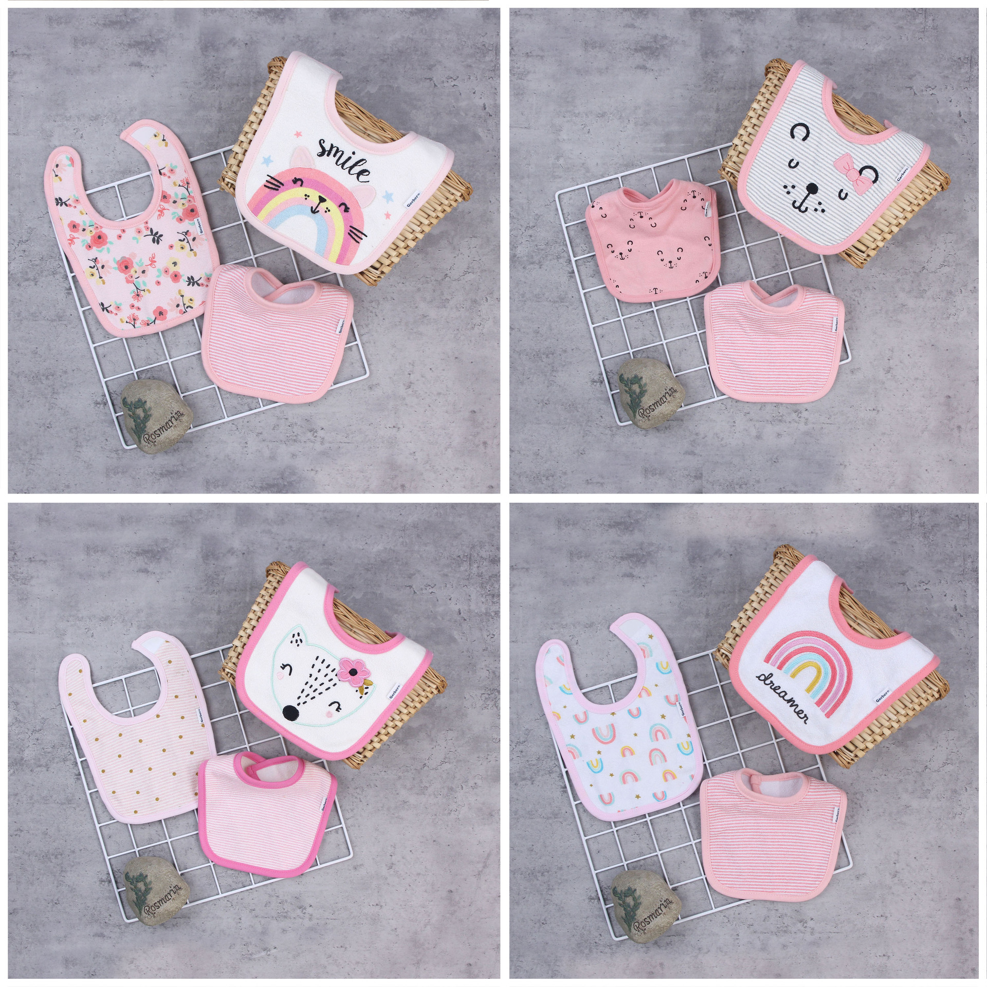 Baby toallas de saliva de algodón toallas de bebés absorción de agua baby cute anti-vomit leche de dibujos animados transpirables comercio exterior buckle