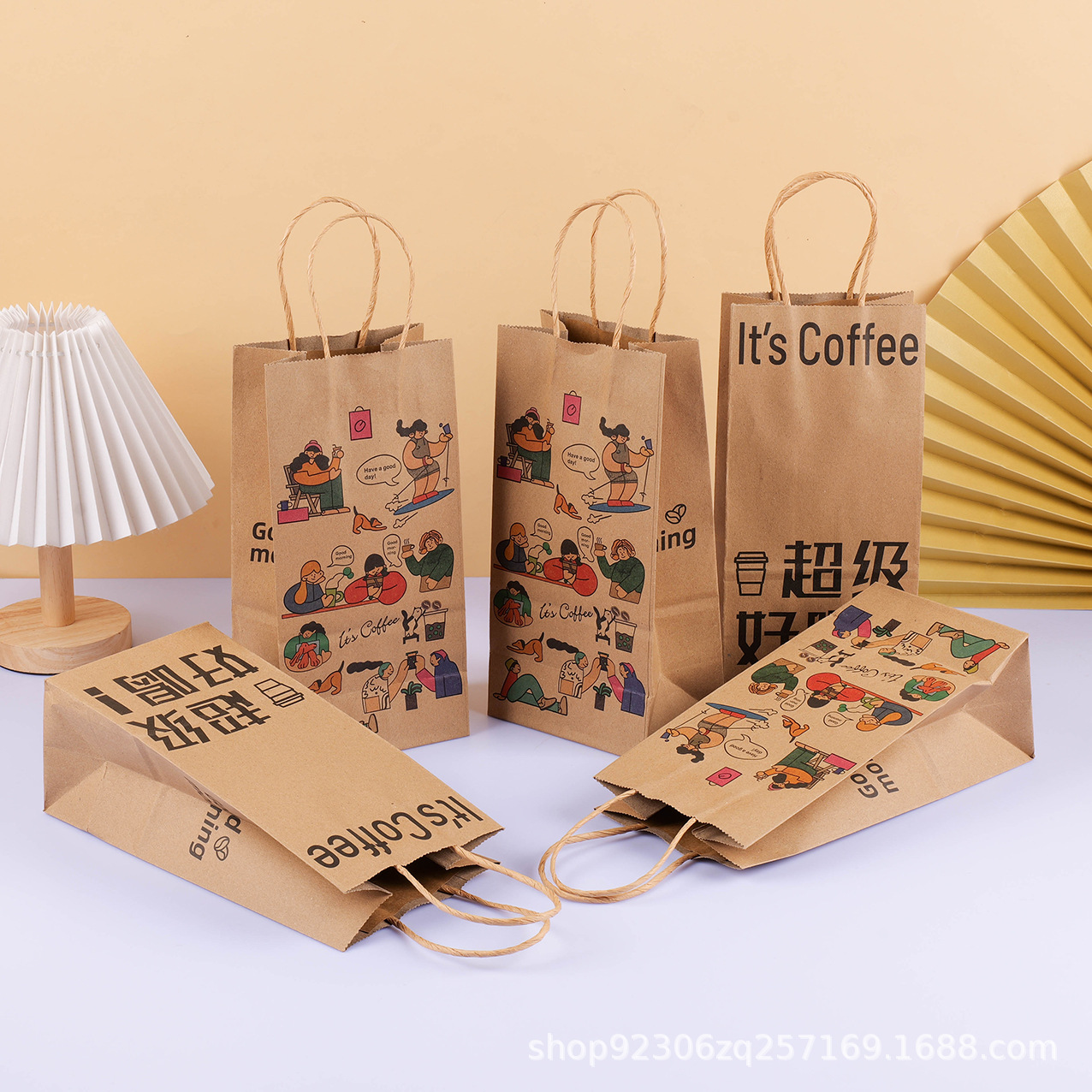 定制咖啡奶茶外卖打包袋单杯双杯手提甜品袋牛皮纸袋烘焙纸袋子