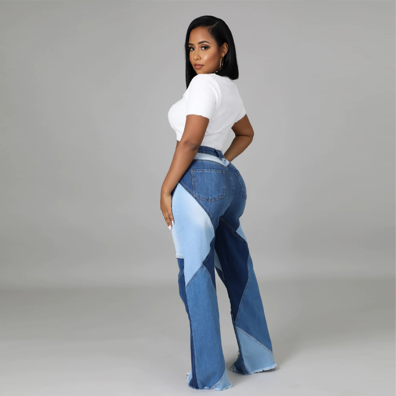 Pantalones anchos elásticos de talla grande para mujer, estilo europeo y americano, nuevos de otoño, disponibles en el fabricante, venta al por mayor de jeans de dos colores