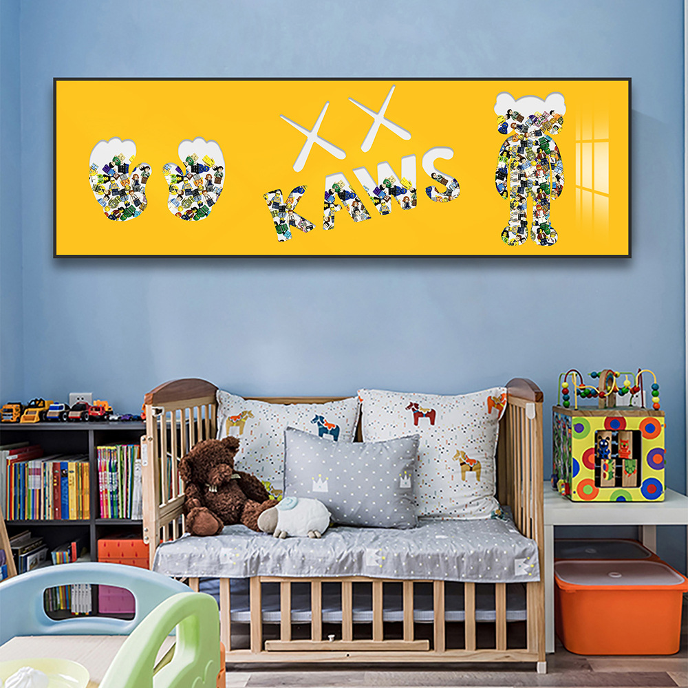 Bloques de construcción de Lego pintura de cabecera pintura decorativa dormitorio principal Luz de gama alta marca de moda de lujo Kaws habitación de los niños dormitorio bloques de construcción pintura colgante