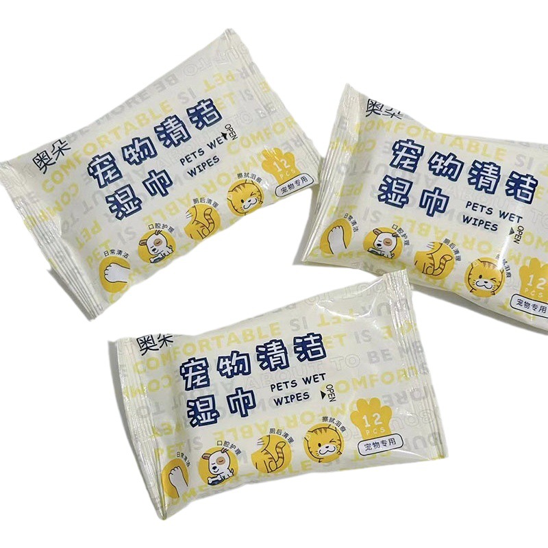 Toallitas para mascotas toallitas de limpieza para gatos y perros marcas de lágrimas limpiar pies y pies toallitas sin lavado bolsa pequeña tejido portátil