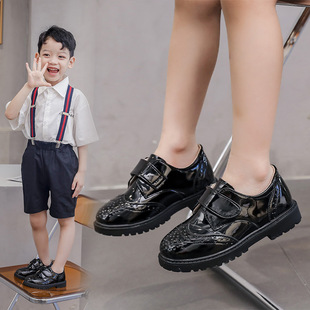 Boys' Leather Shoes Black Soft-soled Spring and Autumn School Chorus Student Shoes Little Boy Children Shoes