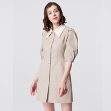 超级工厂来图来样生产加工定制定做批发泡泡袖连衣裙纯色修身女装