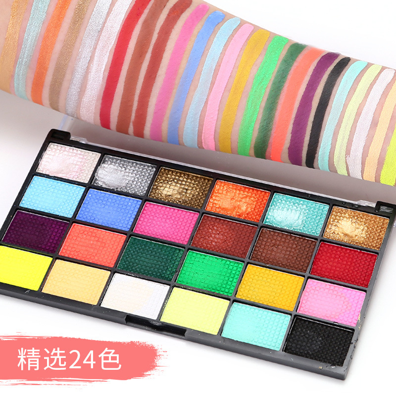 24-color pintura corporal soluble en agua pintura facial para niños halloween etapa maquillaje pintura crema