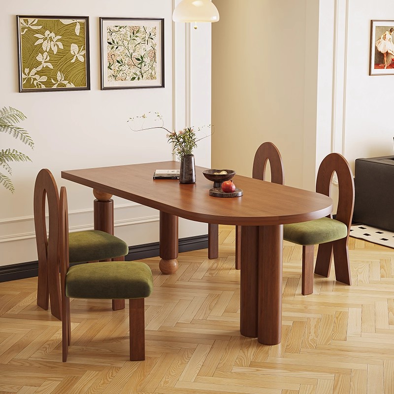 现代简约小户型创意设计师吃饭桌子多人休闲桌侘寂风民宿实木餐桌