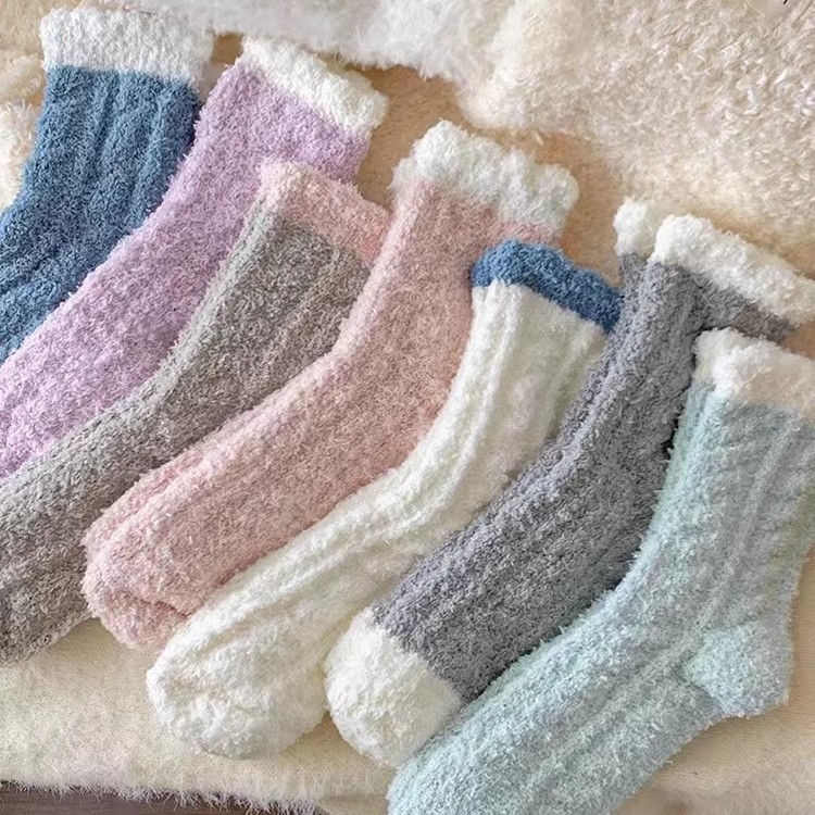 珊瑚绒月子袜子女孕妇加绒加厚保暖毛绒睡眠家居睡觉穿的棉袜冬天