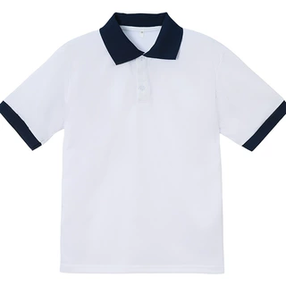 中小学生夏季校服短袖深蓝领净版轻薄白色T恤半袖男女POLO衫班服
