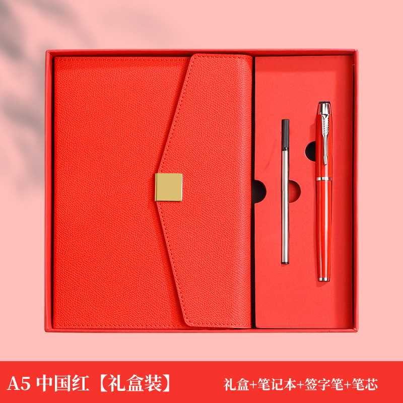 Cuaderno de notas de negocios tri-plegable A5 caja de botón cuadrada puede fijar LOGO alto valor de la cara acompañante de regalo de mano cuaderno de notas de oficina