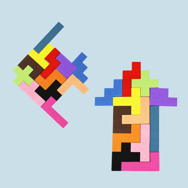 Junta de madera para niños Tetris puzzle puzzle de educación temprana puzzle divertido 12 juguetes de bloques de construcción