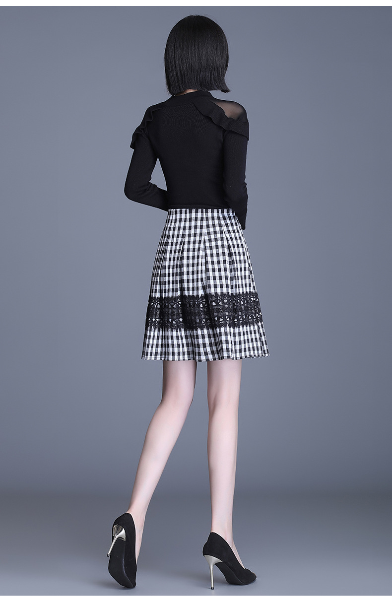 A-line pleated plaid skirt NSYZ34419