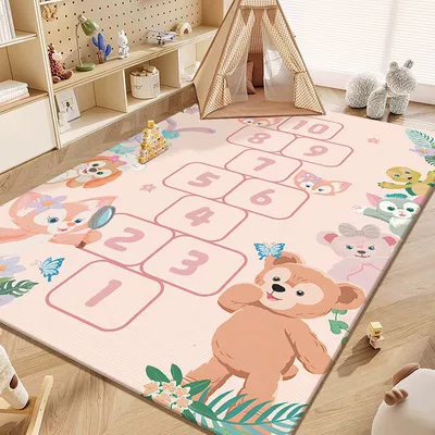 Living Room Carpet Cartoon Game Hopscotch Checkered Carpet New Children's Learning Area Play Carpet Educational Floor Mat (Avtomobil döşəmə paspasları) - fairy-tale-land-hopscotch-80120cmcrystal-velvet