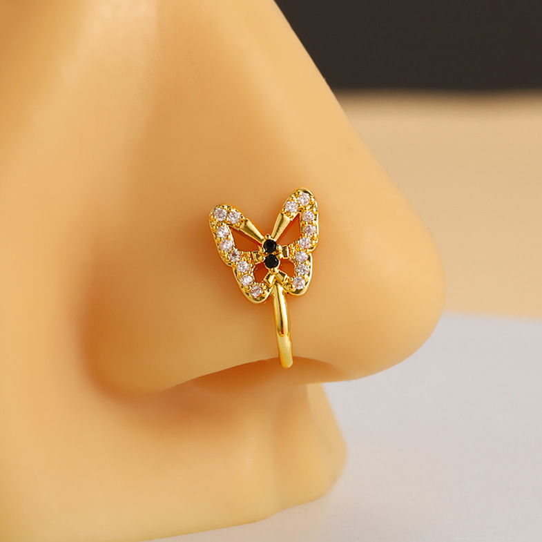 Bijuteria Transfronteiriça, Estilo Europeu e Americano, Presilha Simples em Forma de U com Strass em Formato de Borboleta - Moda Personalizada_voghion.com