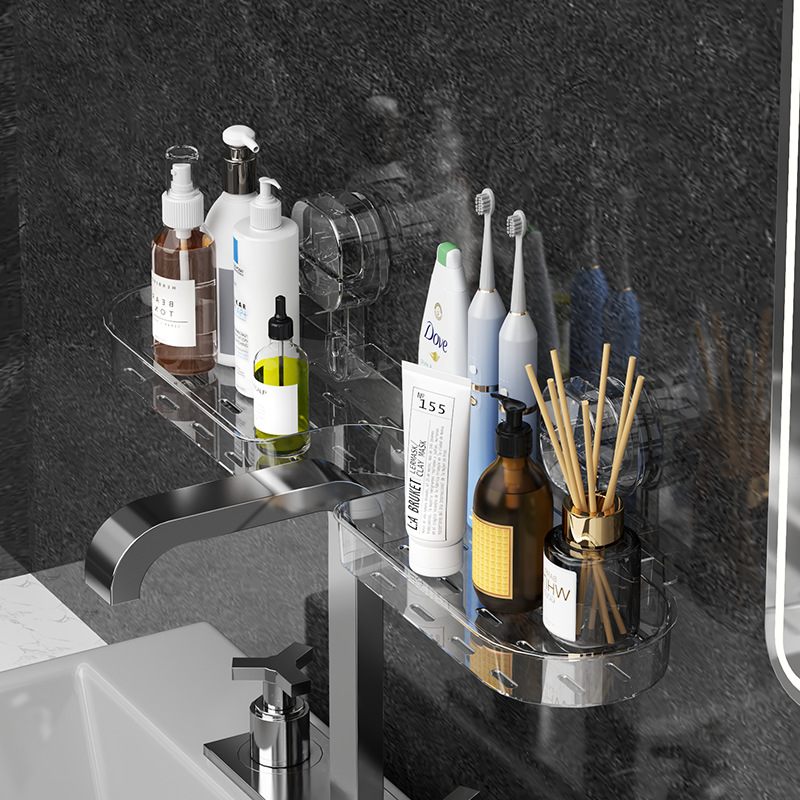 Ventura sin perforación de grifo estante de almacenamiento tipo pared lavabo de baño lavabo marco de almacenamiento de drenaje hueco