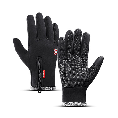 Outdoor water-repellent touch screen cycling gloves for men and women, fleece windproof and warm ski and mountaineering gloves wholesale