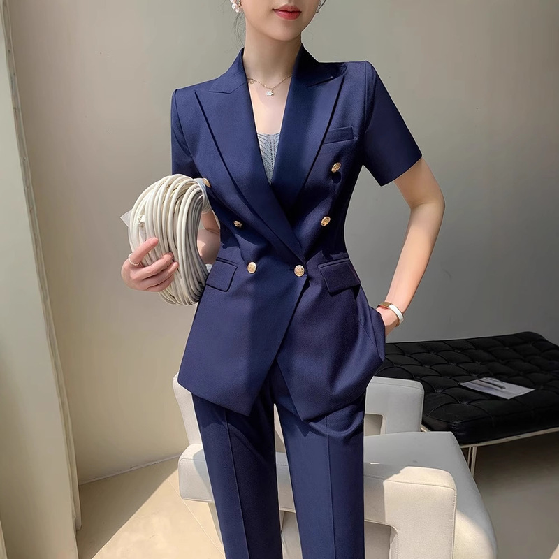 Short-Sleeved Suit Set for Women, Slimming, 2025 New Summer Thin Style, College Student Interview Suit, Professional Attire, Formal Wear for Women Short-Sleeved Suit Set for Women, Slimming, 2025 New Summer Thin Style, College Student Interview Suit, Professional Attire, Formal Wear for Women