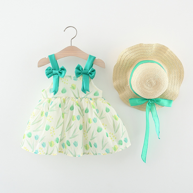 Princess Flower Bow Knot Cotton Girls Dresses display picture 2