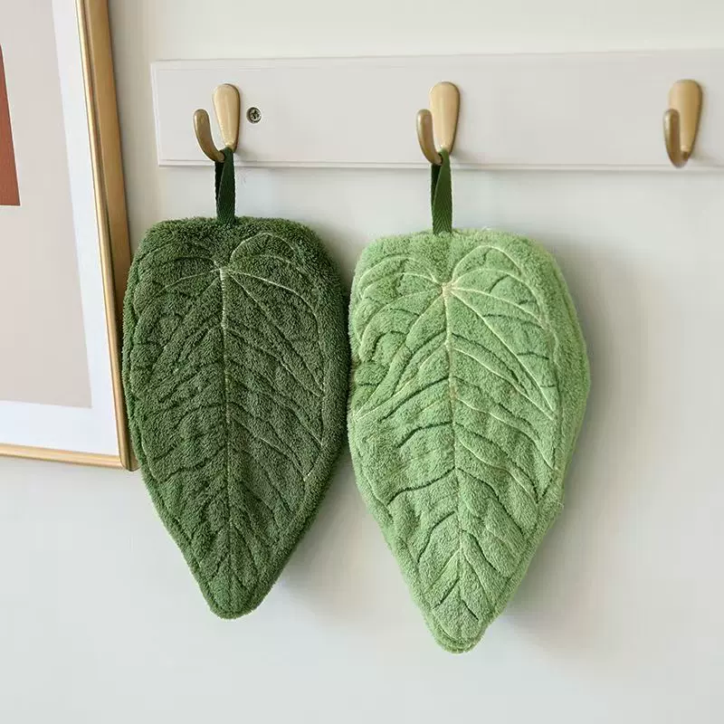 植物叶子擦手巾热植花烛手帕挂式厨房卫生间浴室可爱加厚创意毛巾