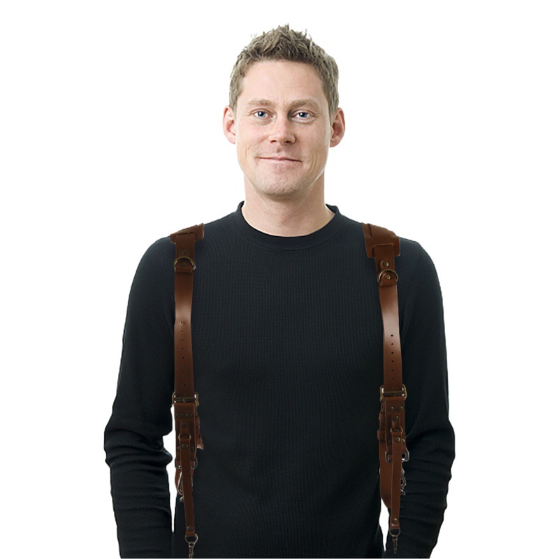 Correa de hombro de fotografía simple y doble inverso micro-simple de cuero, cámara ajustable multifunción, correa de hombro doble, ancho de remaches