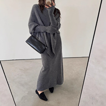 原创设计感高领针织套装时尚女装纯欲宽松大码气质毛衣外套半身裙