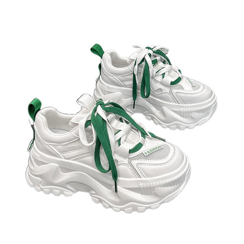 Mesh thick-soled dad shoes for women ins trendy and versatile street-increasing platform sneakers for women  new white shoes