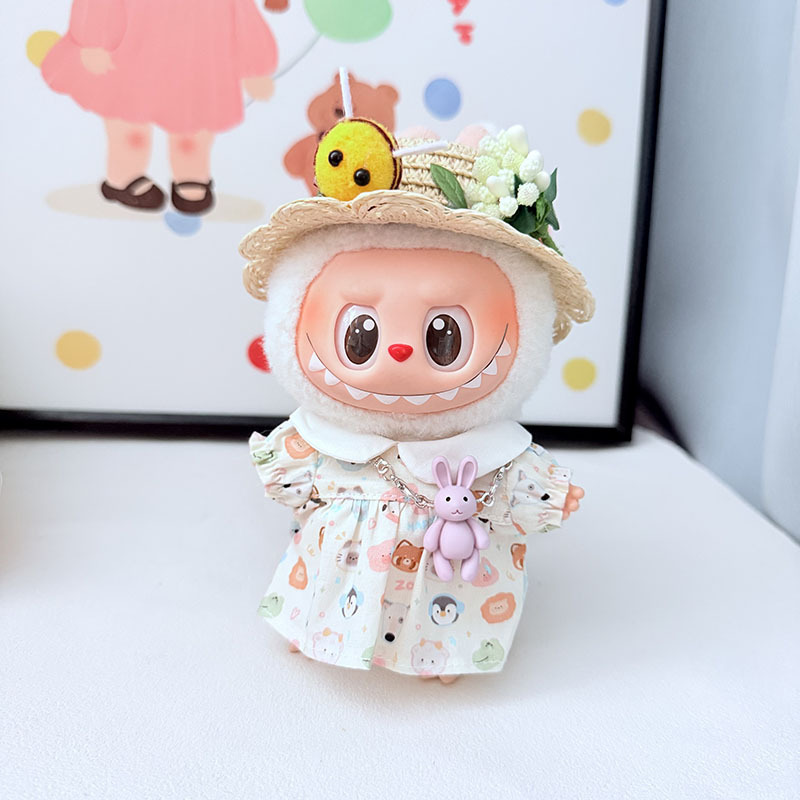 第二世代のLabubu服のキーホルダーは布の子供服の小動物のワンピースのセットを引っ張ります。|undefined