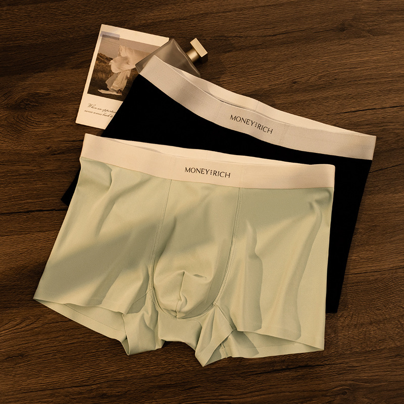 Nuevo sin marcas de seda de hielo ropa interior de hombre gran suave piel transpirable antibacteriana pantalones de calcetín de cuñón hombre fábrica al por mayor
