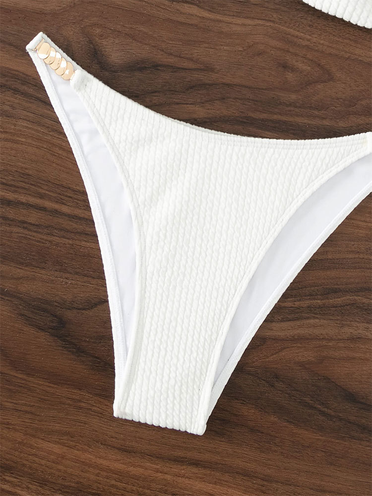 2024 Solid color strapless beach bikini triangle split hot spring swimsuit for women's swimwear_voghion.com