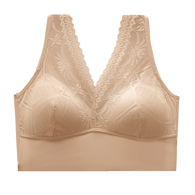 Lace beauty back V-cuello chaleco push up chaleco inalámbrico sujetador fijo Copa pecho-envoltura dormir ropa interior